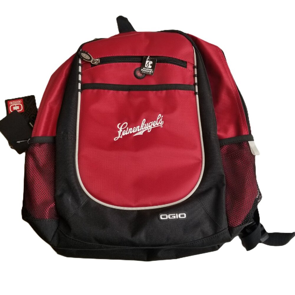 OGIO Backpack Leinenkugels Red Black Audio Pocket Tech Travel College School NEW